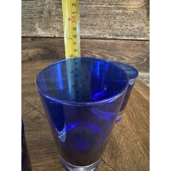 Highball Glass Stockholm Cobalt BlueBlock Vintage Barware Blue GlassSet Of 5